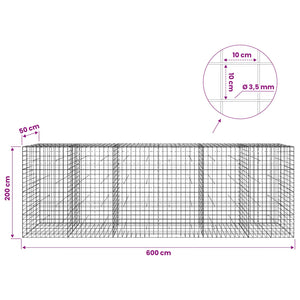 Γκαμπιόν με σύρμα 3,5 mm και πλέγμα 10x10 cm 600x50x200 εκ