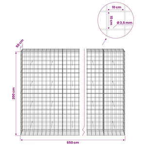 Γκαμπιόν με σύρμα 3,5 mm και πλέγμα 10x10 cm 650x50x200 εκ