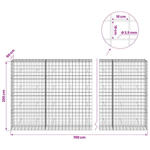 Γκαμπιόν με σύρμα 3,5 mm και πλέγμα 10x10 cm 700x50x200 εκ
