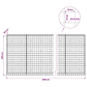 Γκαμπιόν με σύρμα 3,5 mm και πλέγμα 10x10 cm 800x50x200 εκ - Pakobazaar