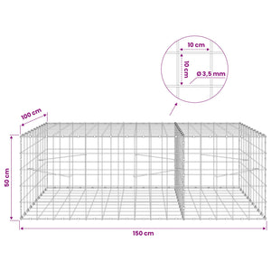 Γκαμπιόν με σύρμα 3,5 mm και πλέγμα 10x10 cm 150x100x50 εκ - Pakobazaar