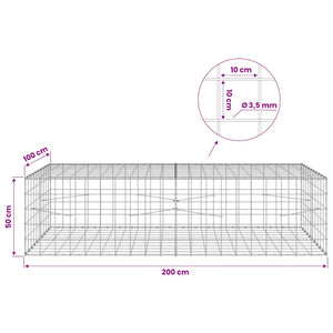 Γκαμπιόν με σύρμα 3,5 mm και πλέγμα 10x10 cm 200x100x50 εκ - Pakobazaar