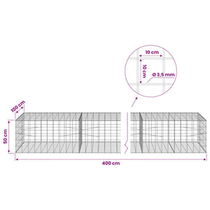 Γκαμπιόν με σύρμα 3,5 mm και πλέγμα 10x10 cm 400x100x50 εκ. - Pakobazaar