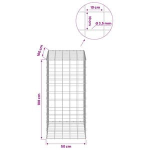 Γκαμπιόν με σύρμα 3,5 mm και πλέγμα 10x10 cm 50x100x100 εκ - Pakobazaar