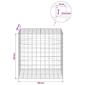Γκαμπιόν με σύρμα 3,5 mm και πλέγμα 10x10 cm 100x100x100 εκ.