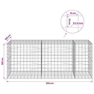 Γκαμπιόν με σύρμα 3,5 mm και πλέγμα 10x10 cm 250x100x100 εκ.