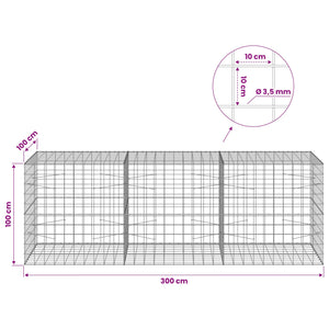 Γκαμπιόν με σύρμα 3,5 mm και πλέγμα 10x10 cm 300x100x100 εκ. - Pakobazaar