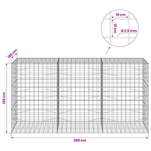 Γκαμπιόν με σύρμα 3,5 mm και πλέγμα 10x10 cm 300x100x150 εκ - Pakobazaar