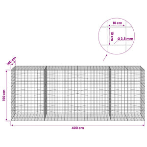 Γκαμπιόν με σύρμα 3,5 mm και πλέγμα 10x10 cm 400x100x150 εκ.