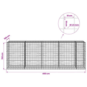 Γκαμπιόν με σύρμα 3,5 mm και πλέγμα 10x10 cm 450x100x150 εκ.