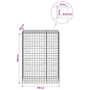 Γκαμπιόν με σύρμα 3,5 mm και πλέγμα 10x10 cm 150x100x200 εκ. - Pakobazaar