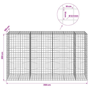 Γκαμπιόν με σύρμα 3,5 mm και πλέγμα 10x10 cm 350x100x200 εκ.