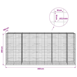 Γκαμπιόν με σύρμα 3,5 mm και πλέγμα 10x10 cm 450x100x200 εκ - Pakobazaar