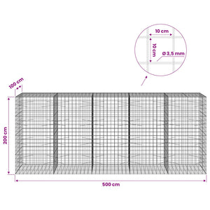 Γκαμπιόν με σύρμα 3,5 mm και πλέγμα 10x10 cm 500x100x200 εκ