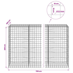 Γκαμπιόν με σύρμα 3,5 mm και πλέγμα 10x10 cm 700x100x200 εκ. - Pakobazaar