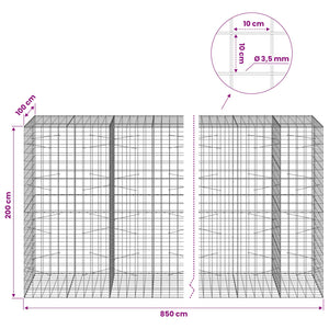 Γκαμπιόν με σύρμα 3,5 mm και πλέγμα 10x10 cm 850x100x200 εκ - Pakobazaar