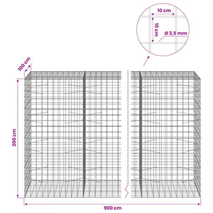 Γκαμπιόν με σύρμα 3,5 mm και πλέγμα 10x10 cm 900x100x200 εκ - Pakobazaar