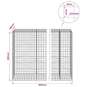 Γκαμπιόν με σύρμα 3,5 mm και πλέγμα 10x10 cm 1050x100x200 εκ.