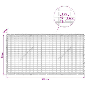 Γκαμπιόν με σύρμα 5 mm και πλέγμα 5x2,5 cm 100x10x50 εκ - Pakobazaar