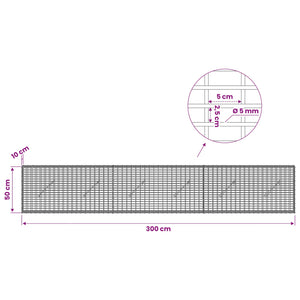 Γκαμπιόν με σύρμα 5 mm και πλέγμα 5x2,5 cm 300x10x50 εκ - Pakobazaar