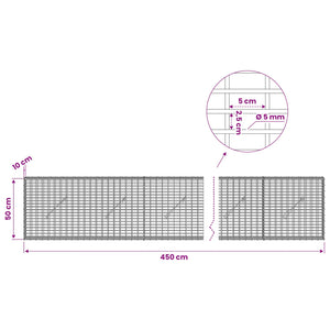 Γκαμπιόν με σύρμα 5 mm και πλέγμα 5x2,5 cm 450x10x50 εκ - Pakobazaar