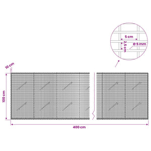 Γκαμπιόν με σύρμα 5 mm και πλέγμα 5x2,5 cm 400x10x100 εκ - Pakobazaar