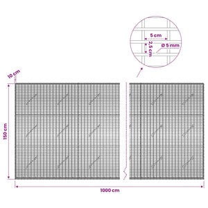 Γκαμπιόν με σύρμα 5 mm και πλέγμα 5x2,5 cm 1000x10x150 εκ - Pakobazaar