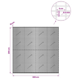 Γκαμπιόν με σύρμα 5 mm και πλέγμα 5x2,5 cm 200x10x200 εκ