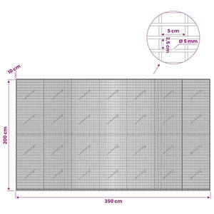 Γκαμπιόν με σύρμα 5 mm και πλέγμα 5x2,5 cm 350x10x200 εκ. - Pakobazaar