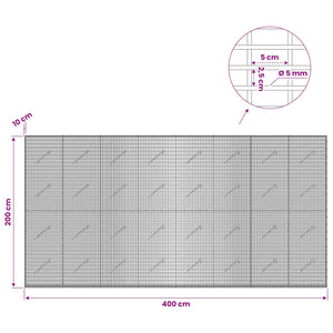 Γκαμπιόν με σύρμα 5 mm και πλέγμα 5x2,5 cm 400x10x200 εκ - Pakobazaar