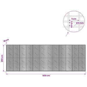 Γκαμπιόν με σύρμα 5 mm και πλέγμα 5x2,5 cm 600x10x200 εκ