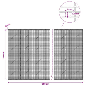 Γκαμπιόν με σύρμα 5 mm και πλέγμα 5x2,5 cm 650x10x200 εκ - Pakobazaar