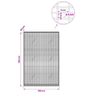 Γκαμπιόν με σύρμα 5 mm και πλέγμα 5x2,5 cm 100x20x150 εκ - Pakobazaar