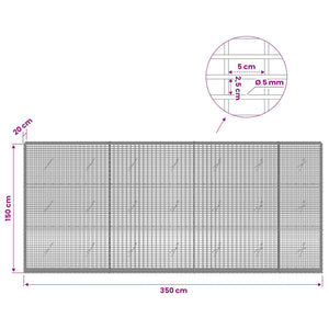 Γκαμπιόν με σύρμα 5 mm και πλέγμα 5x2,5 cm 350x20x150 εκ - Pakobazaar