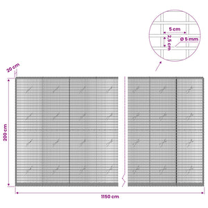 Γκαμπιόν με σύρμα 5 mm και πλέγμα 5x2,5 cm 1150x20x200 εκ - Pakobazaar