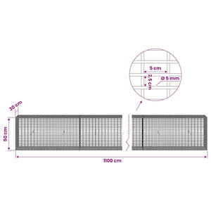 Γκαμπιόν με σύρμα 5 mm και πλέγμα 5x2,5 cm 1100x30x50 εκ - Pakobazaar