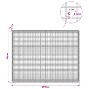 Γκαμπιόν με σύρμα 5 mm και πλέγμα 5x2,5 cm 200x30x150 εκ