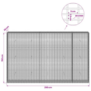 Γκαμπιόν με σύρμα 5 mm και πλέγμα 5x2,5 cm 250x30x150 εκ - Pakobazaar