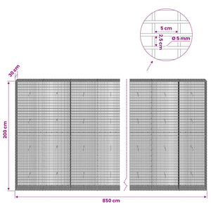 Γκαμπιόν με σύρμα 5 mm και πλέγμα 5x2,5 cm 850x30x200 εκ - Pakobazaar