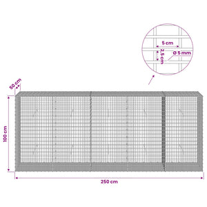 Γκαμπιόν με σύρμα 5 mm και πλέγμα 5x2,5 cm 250x50x100 εκ - Pakobazaar