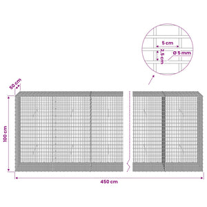 Γκαμπιόν με σύρμα 5 mm και πλέγμα 5x2,5 cm 450x50x100 εκ - Pakobazaar