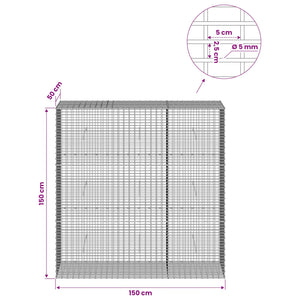 Γκαμπιόν με σύρμα 5 mm και πλέγμα 5x2,5 cm 150x50x150 εκ - Pakobazaar