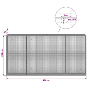 Γκαμπιόν με σύρμα 5 mm και πλέγμα 5x2,5 cm 400x50x200 εκ - Pakobazaar