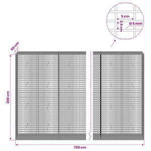 Γκαμπιόν με σύρμα 5 mm και πλέγμα 5x2,5 cm 750x50x200 εκ - Pakobazaar
