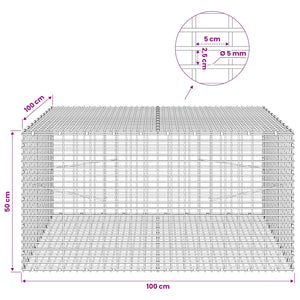 Γκαμπιόν με σύρμα 5 mm και πλέγμα 5x2,5 cm 100x100x50 εκ - Pakobazaar