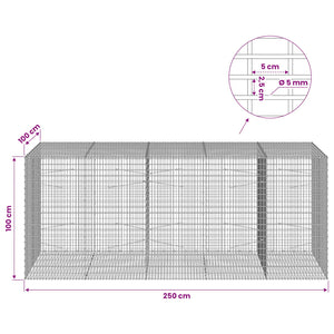 Γκαμπιόν με σύρμα 5 mm και πλέγμα 5x2,5 cm 250x100x100 εκ. - Pakobazaar