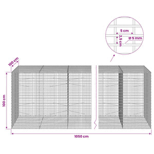 Γκαμπιόν με σύρμα 5 mm και πλέγμα 5x2,5 cm 1050x100x100 εκ - Pakobazaar