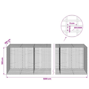 Γκαμπιόν με σύρμα 5 mm και πλέγμα 5x2,5 cm 1200x100x100 εκ - Pakobazaar