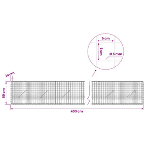 Γκαμπιόν με σύρμα 5 mm και πλέγμα 5x5 cm 400x10x50 εκ - Pakobazaar