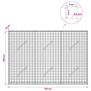 Γκαμπιόν με σύρμα 5 mm και πλέγμα 5x5 cm 150x10x100 εκ